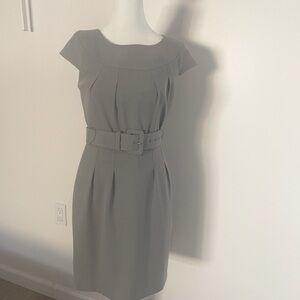 Calvin Klein light gray (baby blue) size 2 Boat Neck, Cap Sleeve, belted Dress